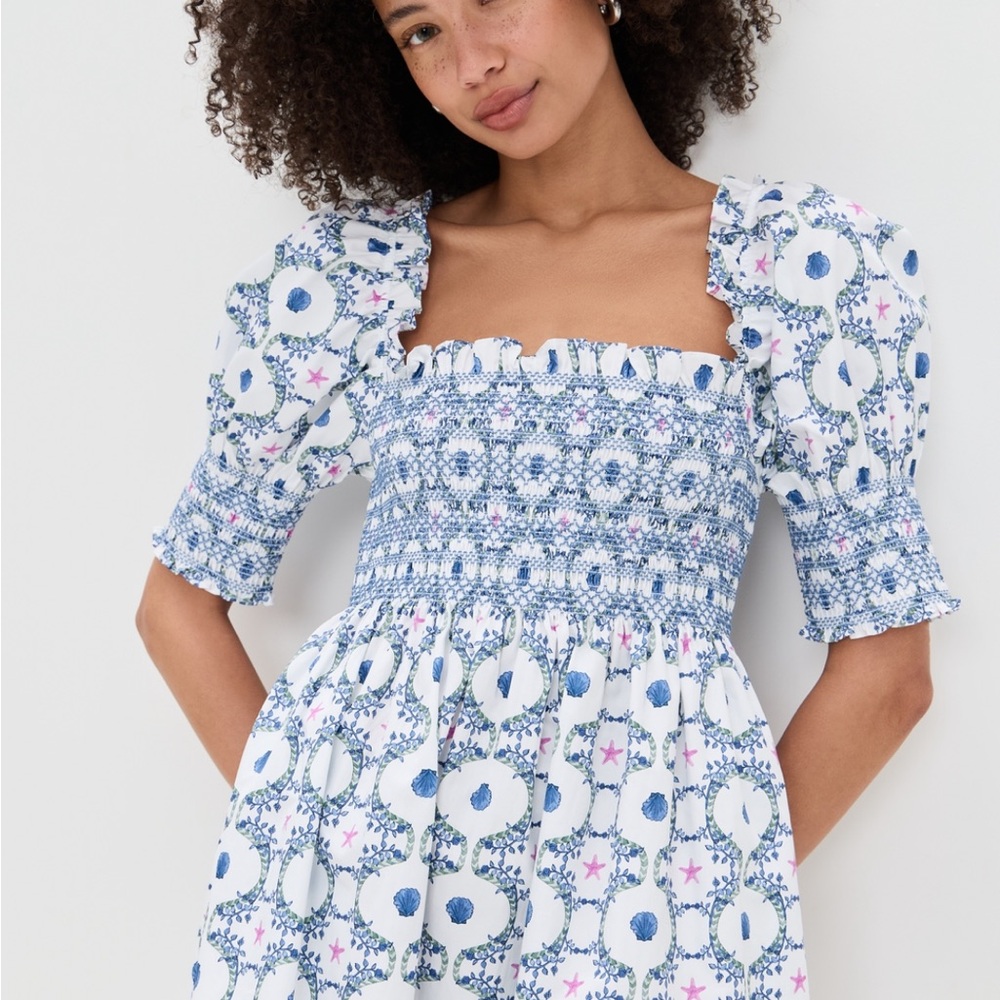 Hill House Blue and White Floral Midi Dressing
